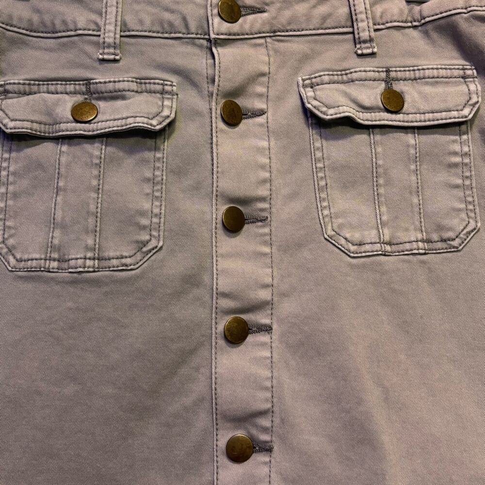 Altar’d State Gray Button-Front A-Line Skirt | Size Medium - Picture 2 of 10